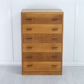 Art Deco Oak Chest of Drawers by Bowman Brothers — English c.1930