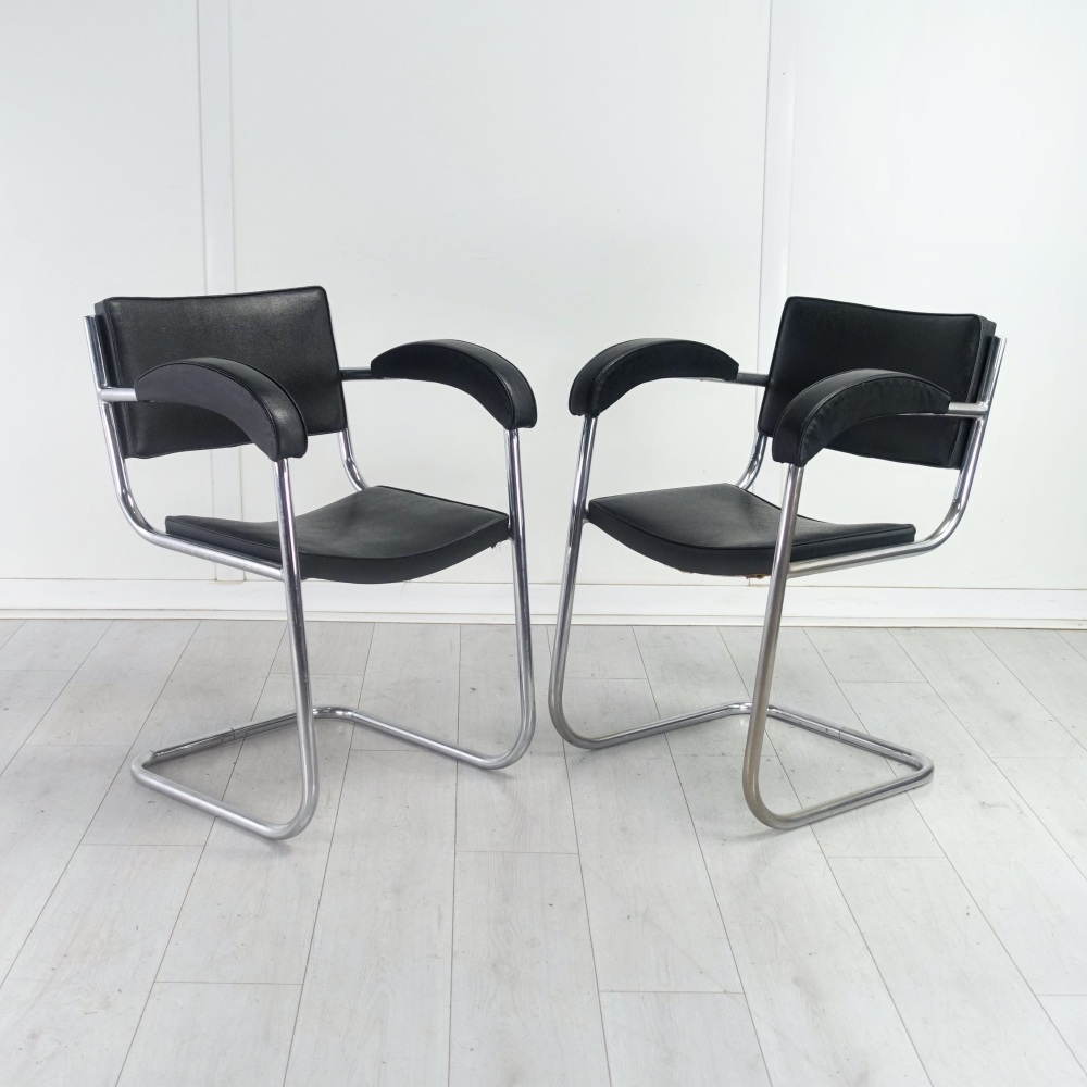 Pair of Modernist BBC Studio Armchairs by Serge Chermayeff — English c.1930