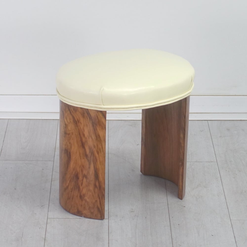 Art Deco Oval Stool in Walnut, English c.1930