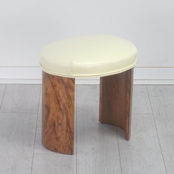 Art Deco Oval Stool in Walnut, English c.1930