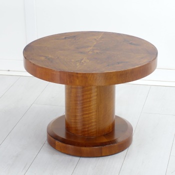 Art Deco Walnut Pedestal Coffee / Occasional Table &mdash; English Circa 1930