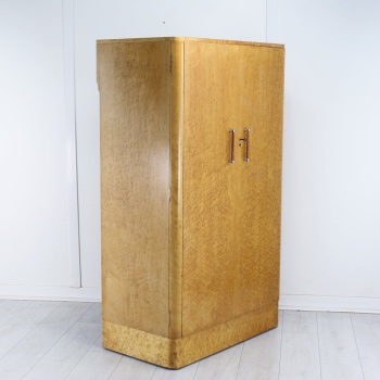 Art Deco Bird&rsquo;s Eye Maple Wardrobe with Drawers &mdash; English Circa 1930