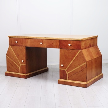ART DECO FIGURED CHERRY & SYCAMORE DESK ENGLISH 1930&rsquo;S Eaton Hall ProvenanceRESERVED