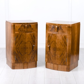 Pair of Art Deco Bedside cabinets Walnut English c1930. RESERVED