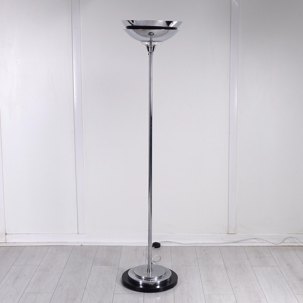 Art Deco Chrome Floor Lamp, English c.1930