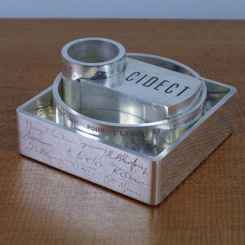 CIDECT Industrial Desk Piece / Presentation Object, Silver Plate, Mid 20th Century
