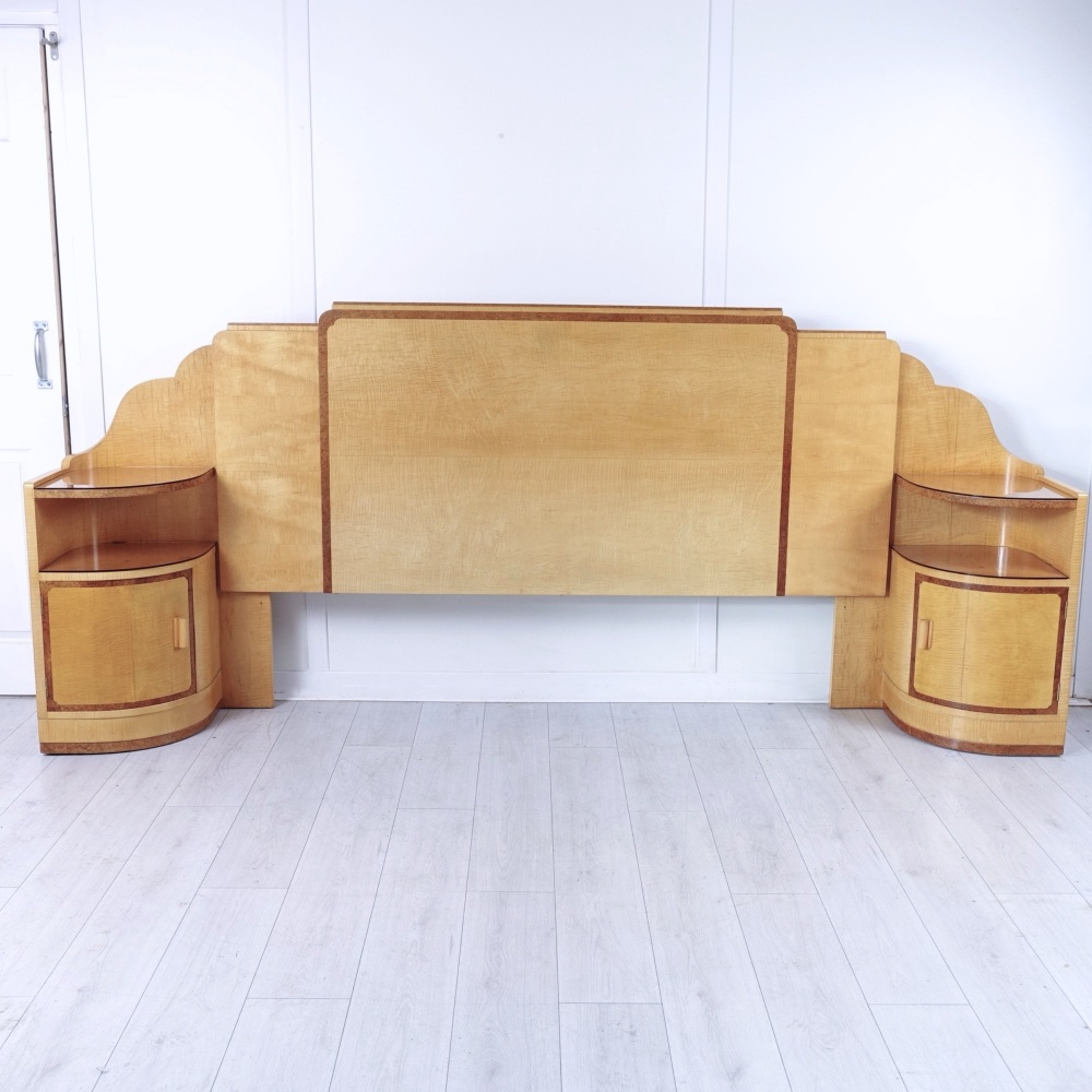 Art Deco Epstein Headboard & Bedside Cabinets c1930