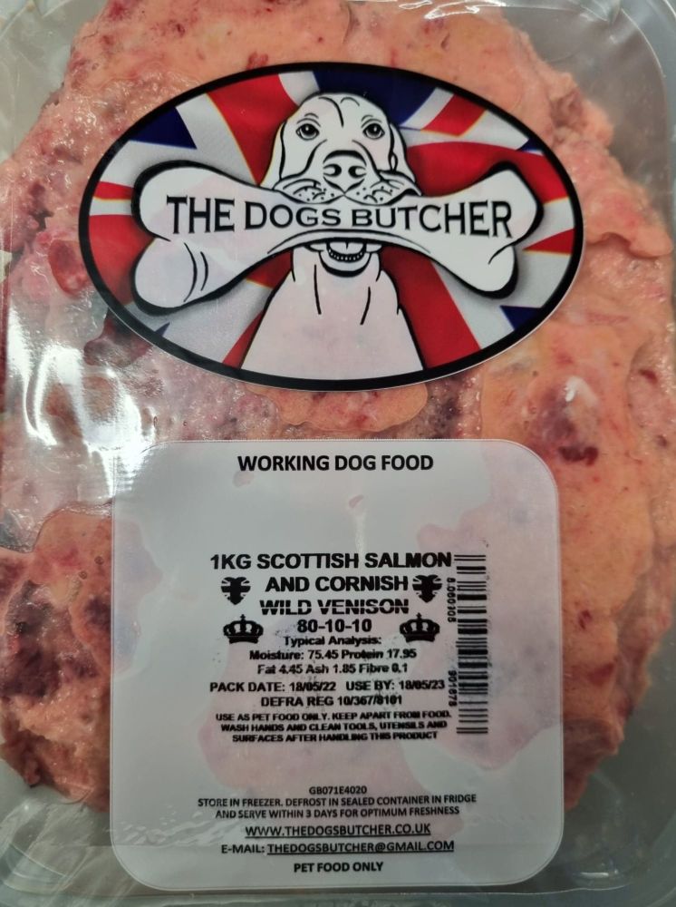 The Dogs Butcher Scottish Salmon with Cornish Venison 80-10-10 - 1kg