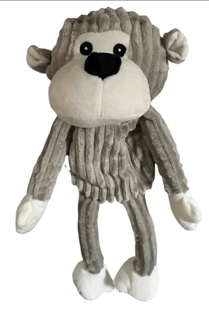Smart Choice Plush Monkey Dog Toy Squeak & Crinkle x 1 Grey