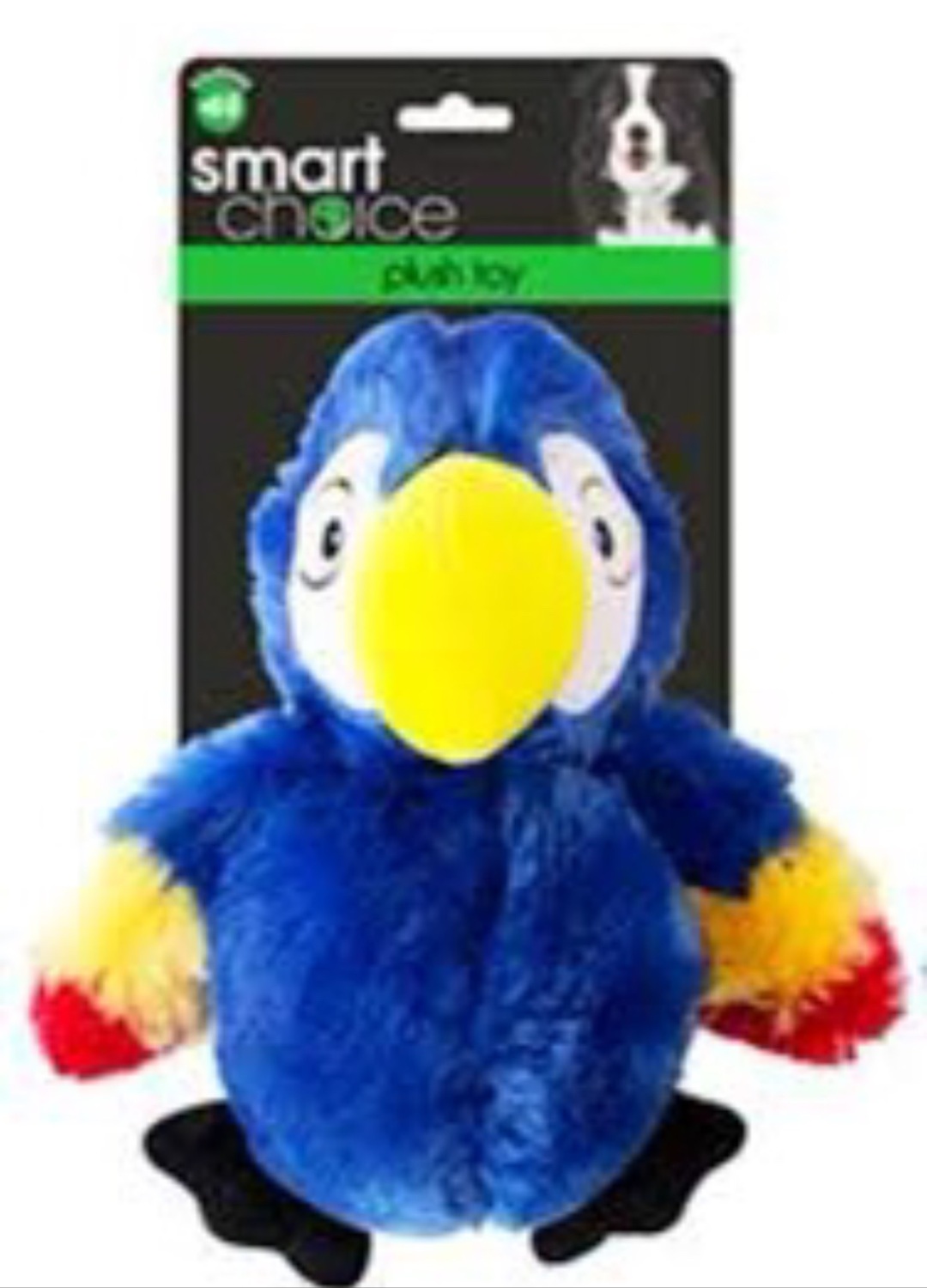 Smart Choice Squeaky Plush Parrot Dog Toy x 1 Blue