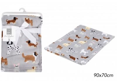 Dog Print Sherpa Pet Blanket 90 x 70cm x 1