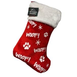 Red Woof Christmas Stocking