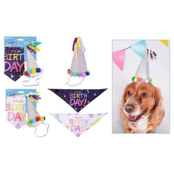 Smart Choice Birthday Bandana & Party Hat For Dogs Assorted x 1