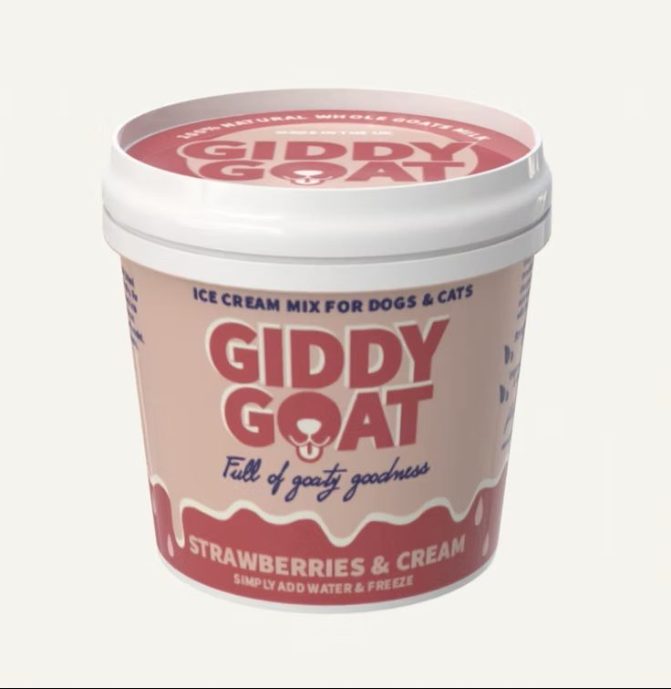 ****  NEW  ****  Giddy Goat Strawberries & Cream - Ice Cream Mix for Dogs & Cats