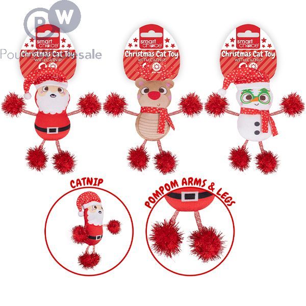 Smart Choice Christmas Catnip Pom Pom Cat Toys 14cm - Snowman