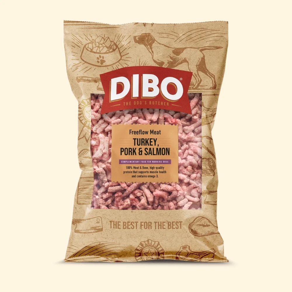 DIBO Free Flow Mince Turkey, Pork and Salmon 1kg - 10% Bone (Not a Complete)