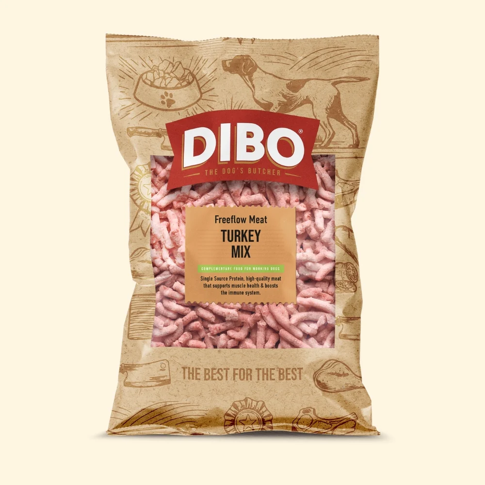 DIBO Free Flow Mince Turkey Mix - 1kg - 10% bone (Not a Complete)