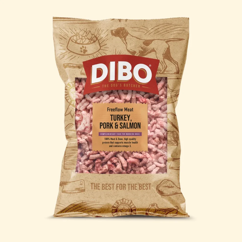 DIBO Free Flow Mince Turkey, Pork and Salmon 1kg (10% bone)