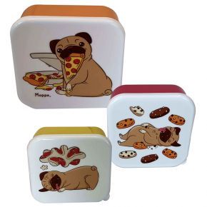 Set of 3 Pug Lunchboxes