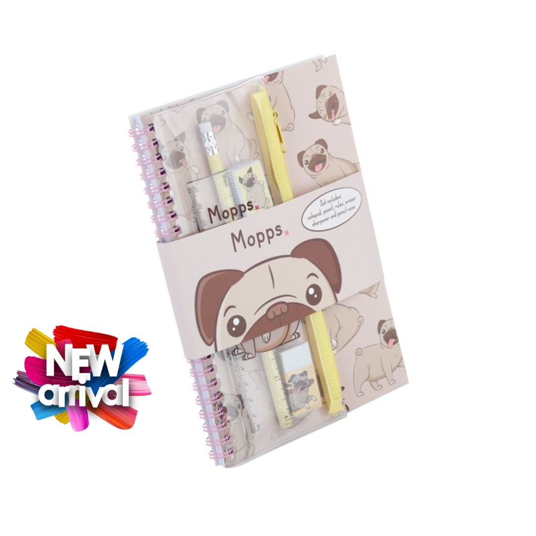 Ring Bound Notepad & Pencil Case, 6 Piece Stationary Set 