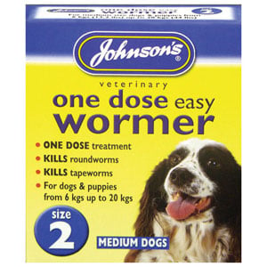Johnsons One Dose Wormer Size 2 Medium Dog