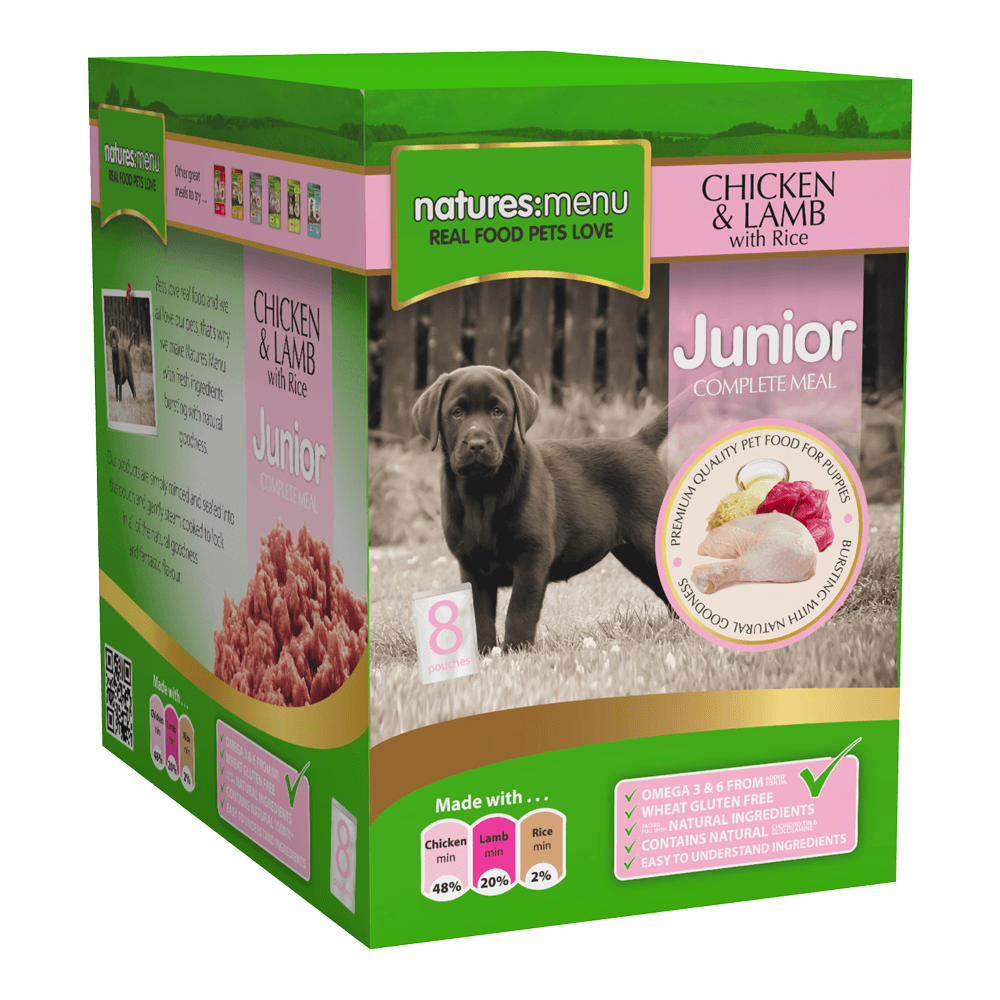 Natures Menu Junior Dog Food Pouch Chicken & Lamb 8x300g