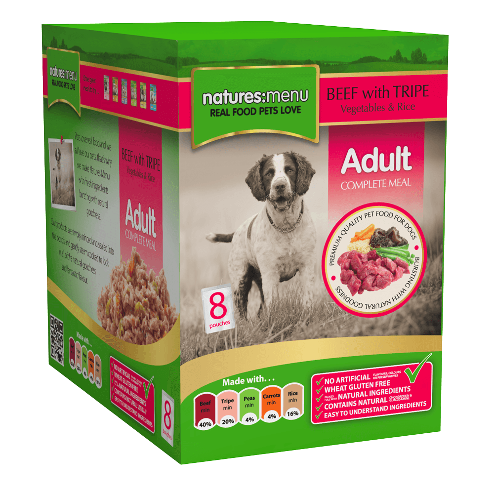Natures Menu Dog Food Pouch Beef with Tripe 8x300g