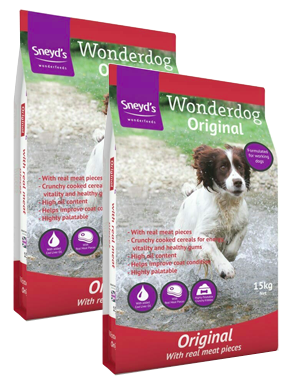 <!-- 003 --> 2 x Sneyds Wonderdog Original 15kg Complete Dog Food 