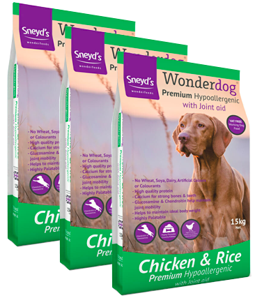 <!-- 007 -->3 x Sneyds Wonderdog Premium 15kg Complete Dog Food 