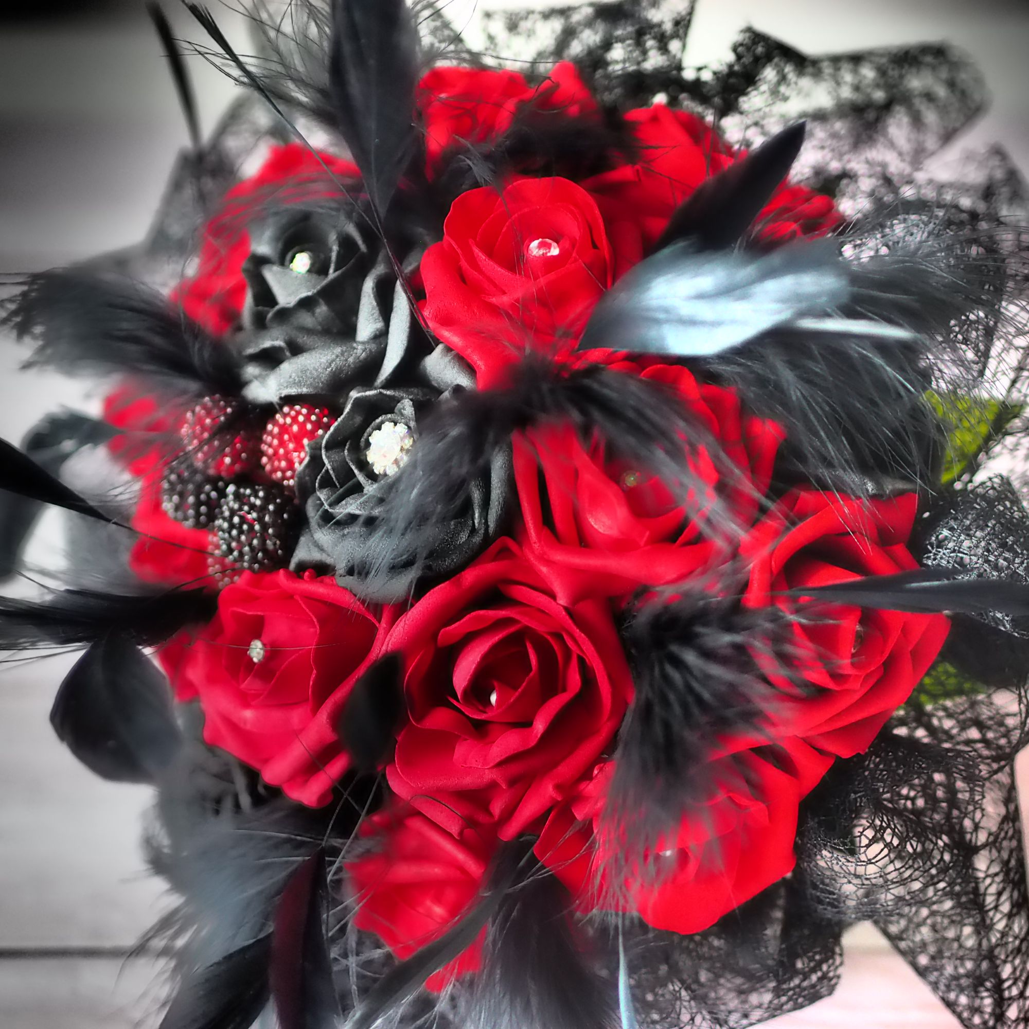 EmRed & black gothic wedding bouquet