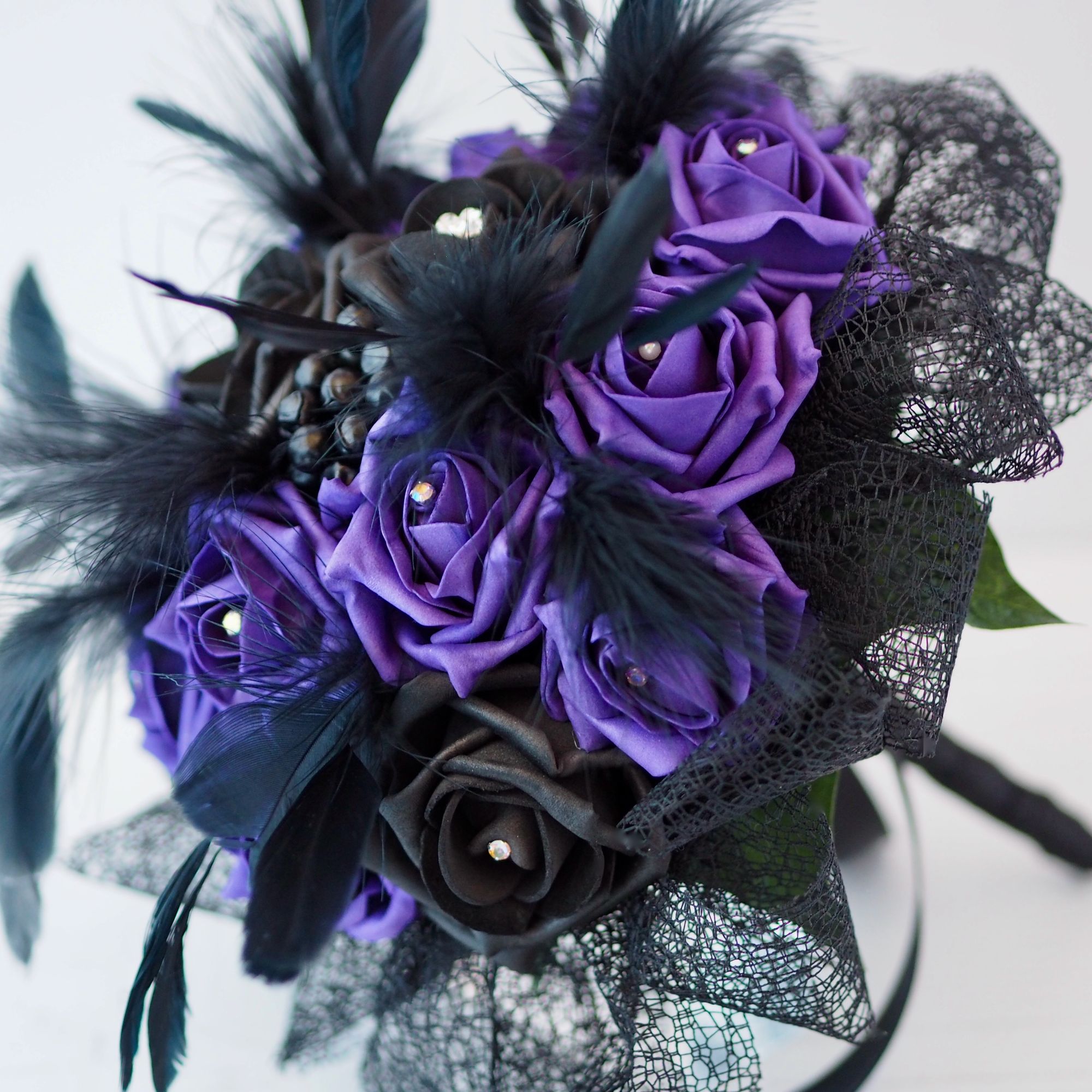 Purple & Black  rose  gothic  wedding  bouquet