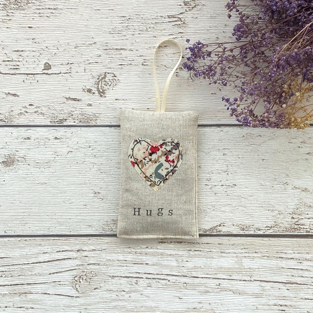 Hugs Heart Lavender Pouch - Red Floral Heart