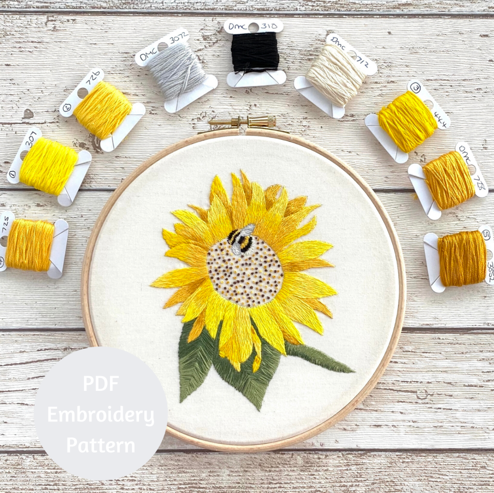Sunflower Hand Embroidery Pattern | PDF 