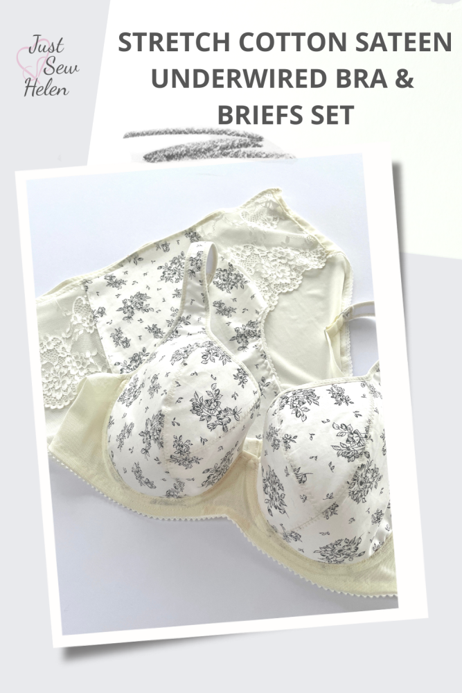 Grey & cream lace panties lying underneath a matching underwired bra