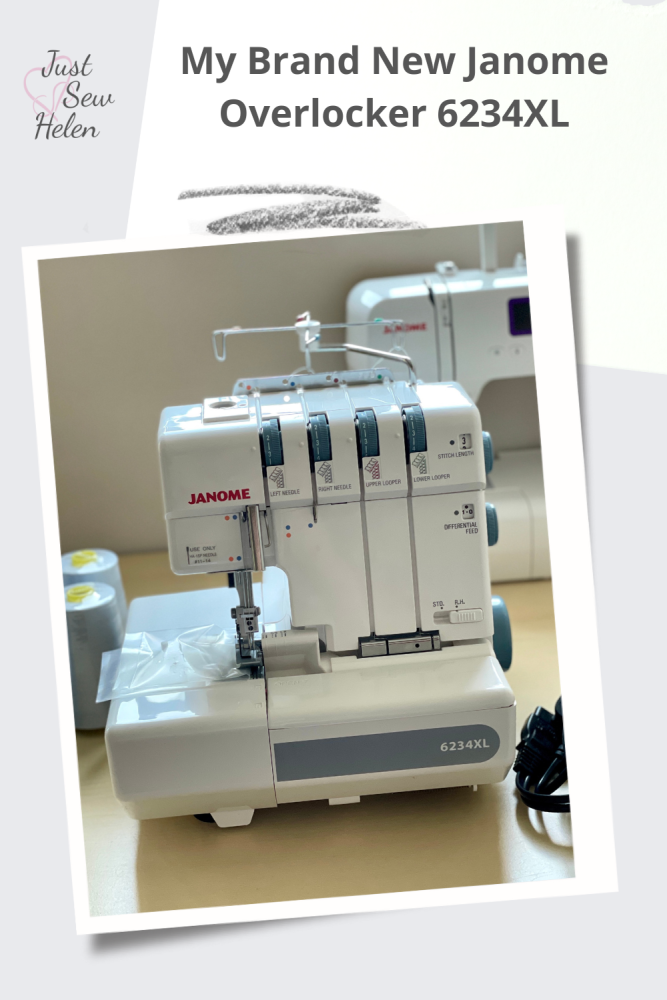 A picture of an overlocker machine with the words My Brand New Janome Overlocker 6234XL