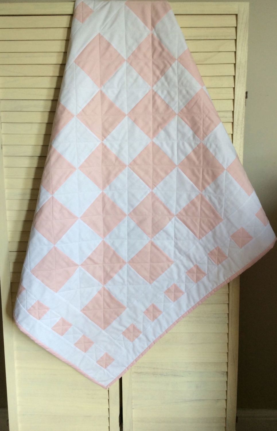 Pink and White Baby Quilt with Square Border
