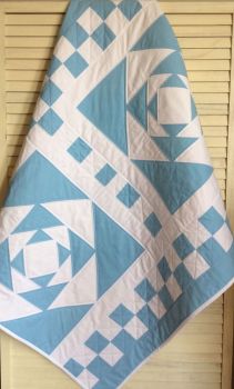 Blue and White Exploding Block Baby Quilt