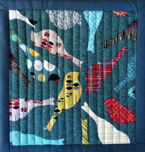 Mid Mod Quilted Place Mat (Bird Teal and Circles Red)
