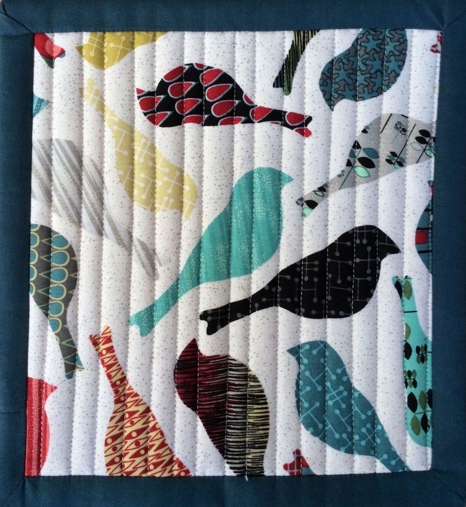 Mid Mod Quilted Place Mat (Bird Cream and Circles Teal)