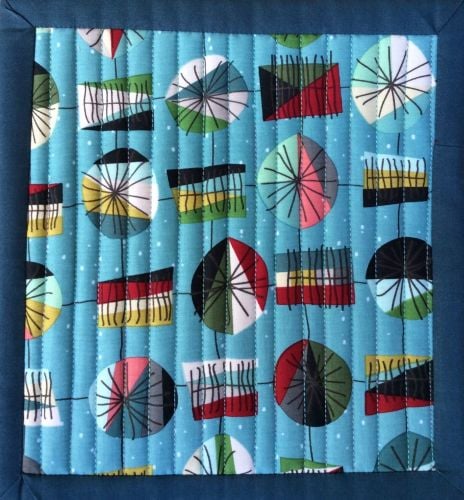 Mid Mod Quilted Place Mat (Main Teal and Lines Dark Grey)