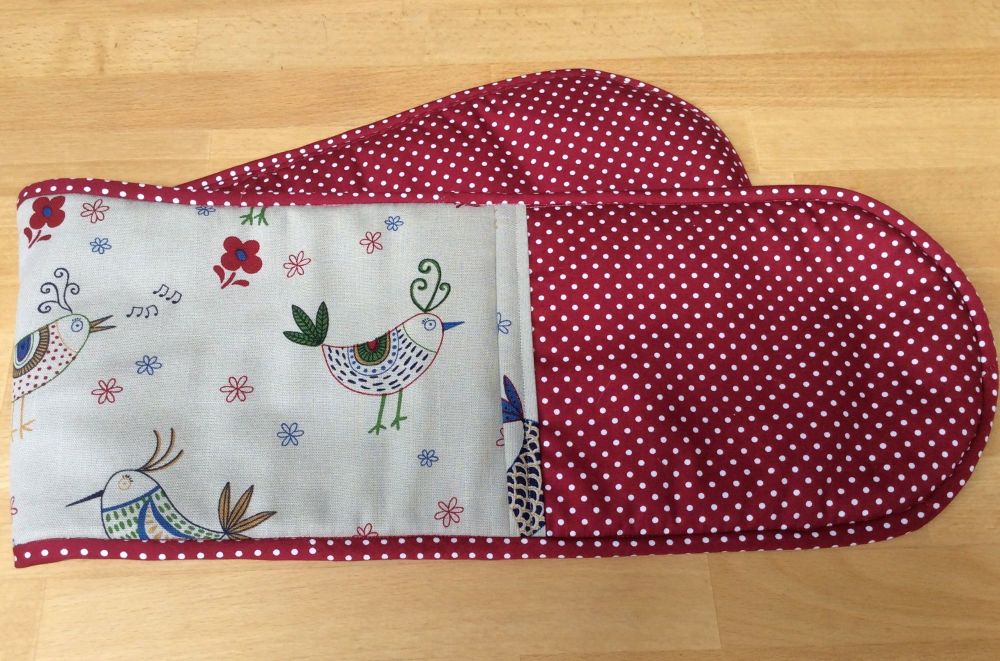 Polka Dot Oven Gloves (With Birds)