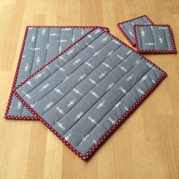 Pair of Quilted Place Mats and Coasters