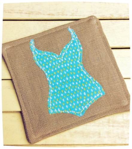Ooh La La Coaster (Green and White Dashes Swimsuit)