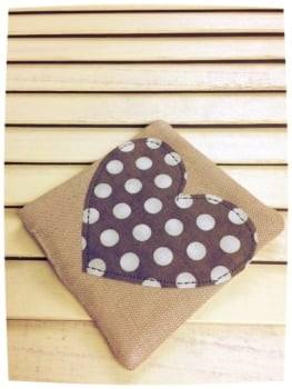 Heart Coaster (Brown with Pale Blue Dots)