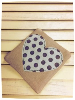 Heart Coaster (Pale Blue with Brown Dots)
