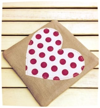 Heart Coaster (Cream with Red Dots)