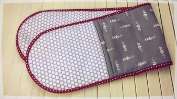 Oven Gloves - Grey and White Polka Dots