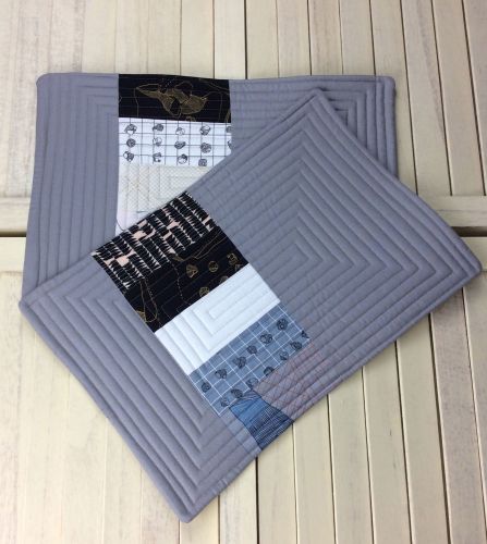 Set of Two Quilted Place Mats (Carkai Blacks)