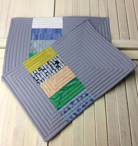 Set of Two Quilted Place Mats (Carkai Green)