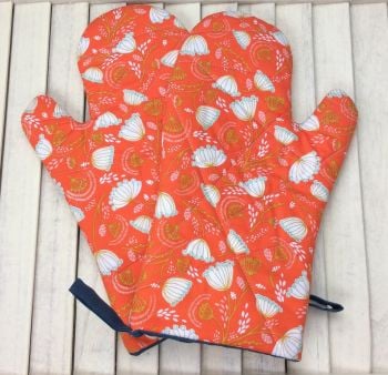 Oven Mitts (Cuckoo's Calling - Floral Orange)
